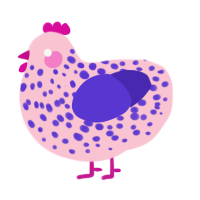 A rose and indigo chicken with a speckle pattern