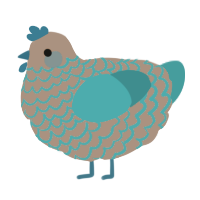 A brown and cerulean chicken with a lace pattern