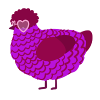 A amethyst and maroon chicken with a lace pattern