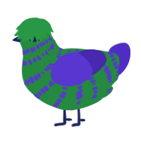 A viridian and indigo chicken with a bar pattern