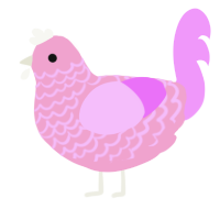 Cupcake, a pink and lavender chicken with a lace pattern