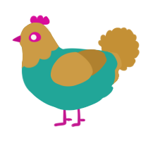A turquoise and gold chicken with a head pattern