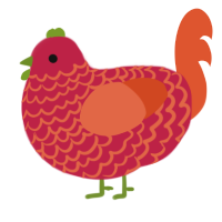 Rotten Apple, a crimson and vermilion chicken with a lace pattern