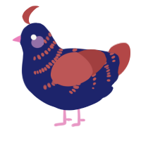 A navy and red chicken with a half-bar pattern