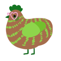 A brown and grass chicken with a bar pattern