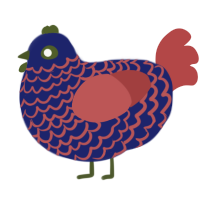 A navy and red chicken with a lace pattern