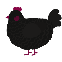 A black and sable chicken with a lace pattern