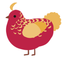 A crimson and honey chicken with a half-lace pattern