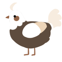 Smore, a bark and cream chicken with a head pattern