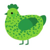 A grass and viridian chicken with a speckle pattern