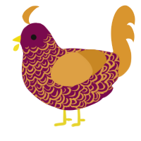 A wine and orange chicken with a double-lace pattern