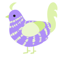 Sprinkles, a lilac and apple chicken with a bar pattern