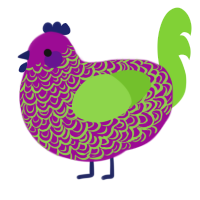 A plum and grass chicken with a double-lace pattern