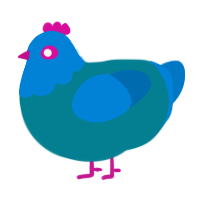 A sea and sapphire chicken with a head pattern