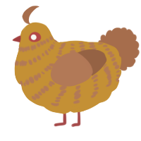 A gold and brown chicken with a bar pattern