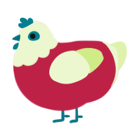 A crimson and apple chicken with a head pattern