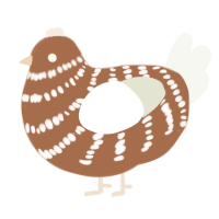 A brown and white chicken with a bar pattern