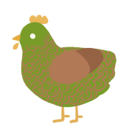A chartreuse and brown chicken with a double-lace pattern