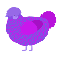A blurple and amethyst chicken with a lace pattern