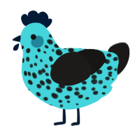 A aqua and sable chicken with a speckle pattern