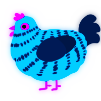 A sky and tumblr chicken with a bar pattern