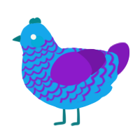A sky and violet chicken with a lace pattern