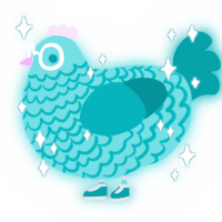 Neptune, a aqua and teal chicken with a lace pattern