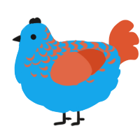 A sky and vermilion chicken with a half-lace pattern