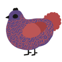 A overcast and red chicken with a double-lace pattern
