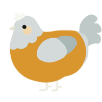 A orange and silver chicken with a head pattern