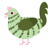 A gluppy and olive chicken with a bar pattern