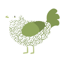 hint of lime, a white and chartreuse chicken with a double-lace pattern