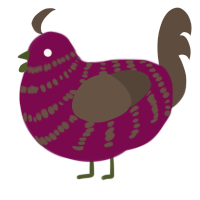 A wine and bark chicken with a bar pattern