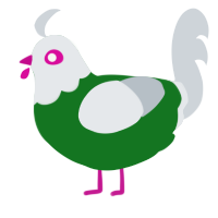 A leaf and mist chicken with a head pattern