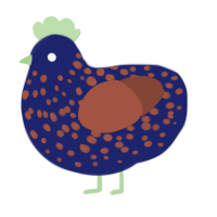 A navy and russet chicken with a speckle pattern