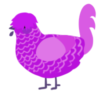 A amethyst and orchid chicken with a lace pattern