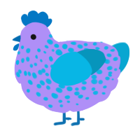 A lilac and cerulean chicken with a speckle pattern