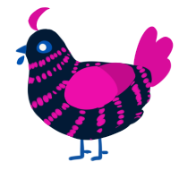 A tumblr and fuchsia chicken with a bar pattern