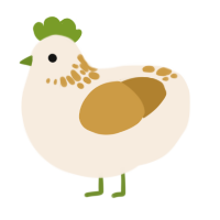 A cream and gold chicken with a neck-speckle pattern