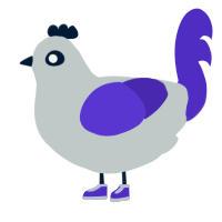A silver and indigo chicken
