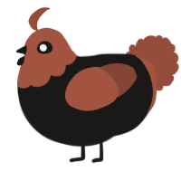 A sable and russet chicken with a head pattern