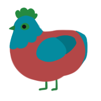 zombie, a red and sea chicken with a head pattern