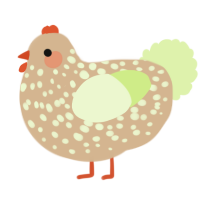 A beige and apple chicken with a speckle pattern