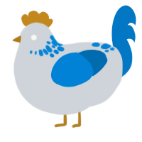 A mist and sapphire chicken with a neck-speckle pattern