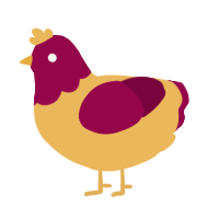 A honey and maroon chicken with a head pattern
