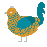 A orange and sea chicken with a lace pattern