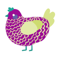 Sprinkle, a plum and lemon chicken with a lace pattern