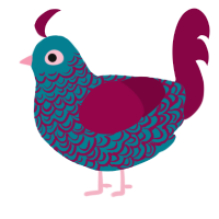 A sea and maroon chicken with a double-lace pattern