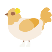 Joye, a cream and honey chicken with a head pattern