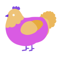 A orchid and honey chicken with a head pattern